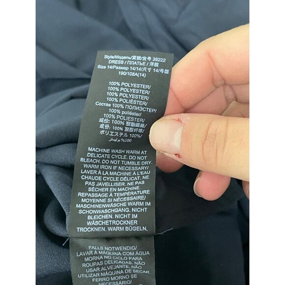 Tory Burch Womens Jane Shirt Dress Size 14 Navy Blue Ruffle Crepe de chine NWT - Picture 10 of 15